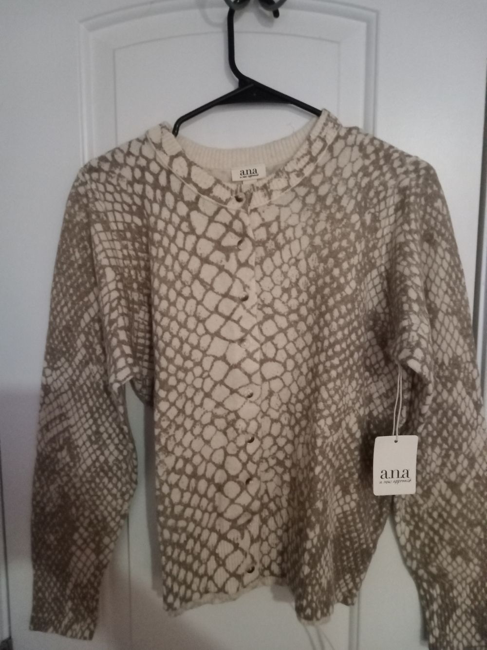 a.n.a  Neutral Snake-Print Button Cardigan